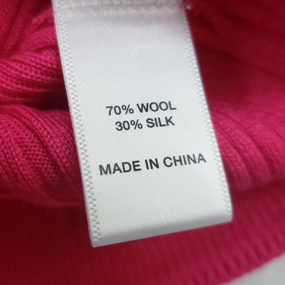 NWT St. John Super Fine Wool & Silk Ribbed Cardigan Flamingo - Picture 8 of 10